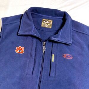 Drake Auburn Tigers Vest Mens Large Navy Blue Fleece Magnattach Pockets Gorpcore